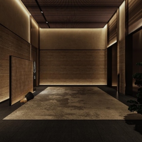 中式美容SPA店电梯厅3D模型下载